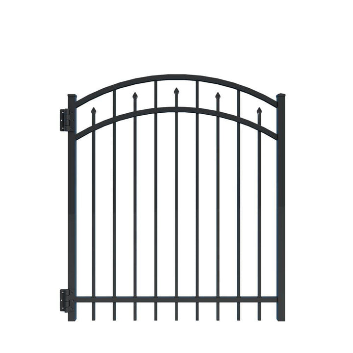 Barrette Outdoor Living Brilliance Standard-Duty 4 ft. W x 4 ft. H Black Aluminum Arched Pre-Assembled Fence Gate