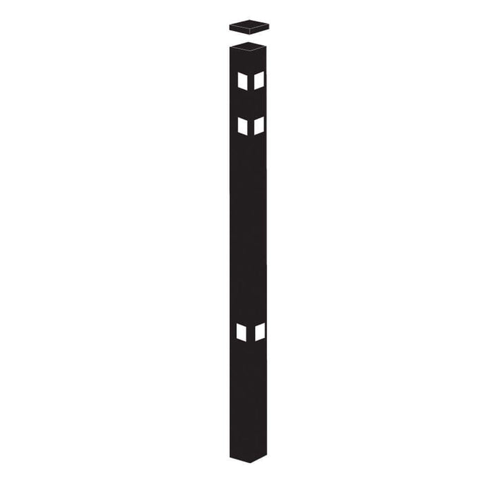Barrette Outdoor Living 2 in. x 2 in. x 8-7/8 ft. Cascade Black Standard-Duty Aluminum Fence Corner Post