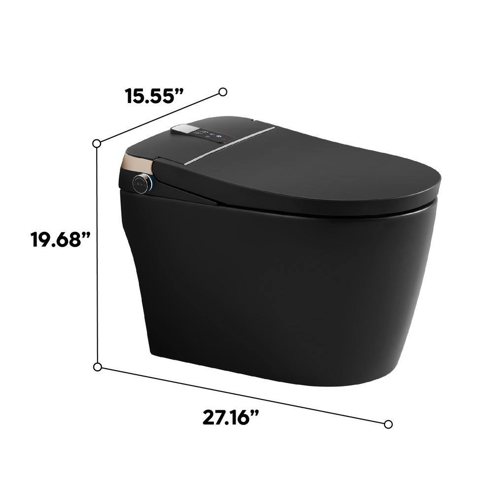 ANGELES HOME Black Smart Toilet Bidet with Auto Flush, Heated Seat & Warm Air Dryer