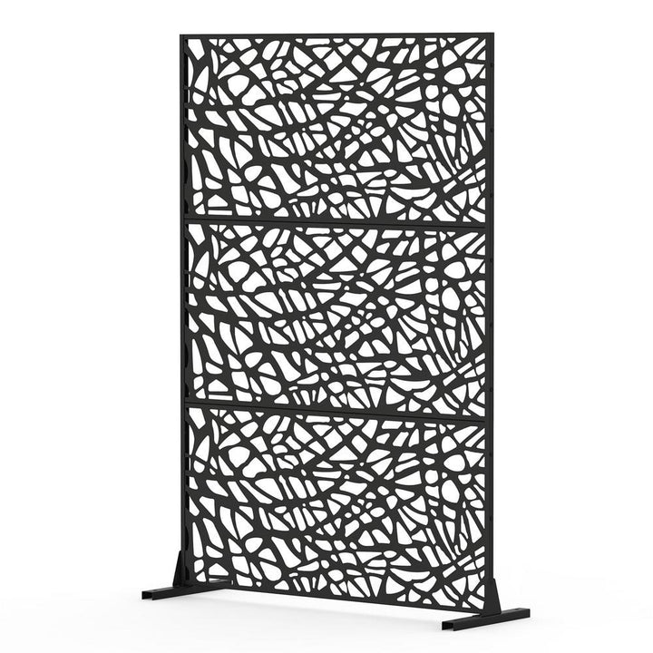 cadeninc Freestanding Steel Privacy Screen Fence Panels - 4.03 ft x 5.9 ft - Black
