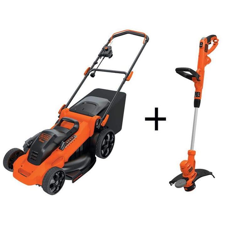 BLACK+DECKER 20 in. 13 AMP Corded Electric Walk Behind Push Lawn Mower and 14 in. 6.5 Amp Corded Single Line String Trimmer/ Edger