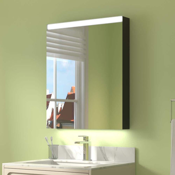 ExBrite 24 in. W x 30 in. H Rectangular Silver Aluminum Surface Mount Medicine Cabinet with Mirror, LED Light