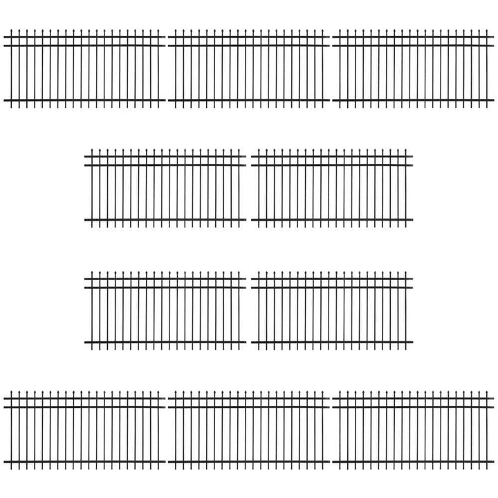 Fencer Wire 4 ft. x 8 ft. Heavy-Duty Steel Spaced Bar Pointed Pinnacle Flat Metal Fence Panel (Pack of 10)