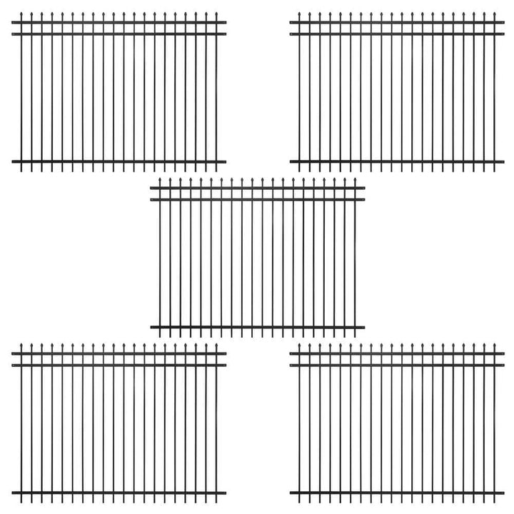 Fencer Wire 6 ft. x 8 ft. Heavy-Duty Steel Spaced Bar Pointed Pinnacle Metal Fence Panel (Pack of 5)