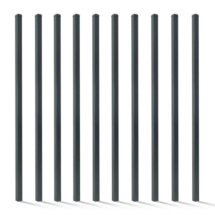 Fencer Wire 2 in. x 2 in. x 6 ft. Steel Flat Top Blank Metal Fence Post with Post Cap (10-Pack)