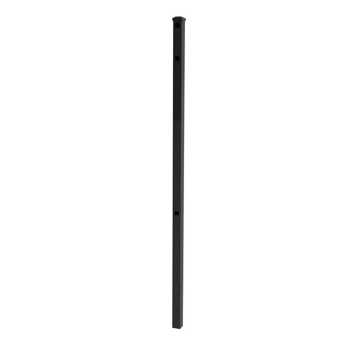 FORGERIGHT Vinings 2 in. x 2 in. x 6 ft. Black Aluminum Fence End/Gate Post with Flat Cap