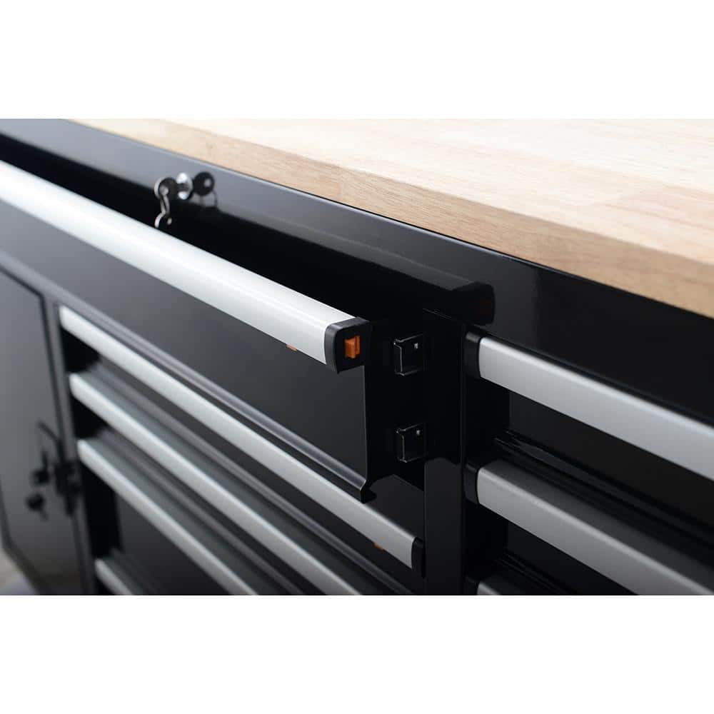 Frontier Heavy-Duty 62 in. W x 22 in. D 10-Drawer Black Tool Chest Mobile Workbench Cabinet with Pegboard Back Wall