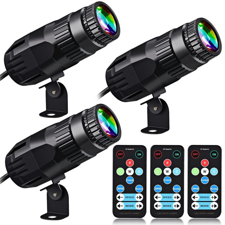 Unbranded 4 in 1 Stage Lighting Disco Spotlights with 3 Remote Bright Mirror Pinspot Light 15W RGBW LED Beam Stage Light - 3 Pack
