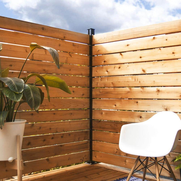 HOFT Corner Post Kit 73 in. x 3 in. x 3 in. Black Aluminum Deck Fence Corner Post and Hardware Kit B6