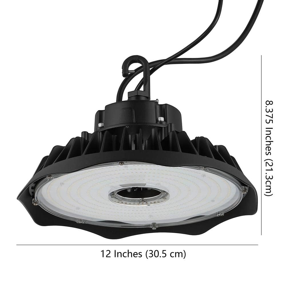 JONATHAN Y 200-Watt Equivalent Integrated LED Motion Sensor Black High Bay Light Indoor/Outdoor UFO Light 26000 Lumens 5000K