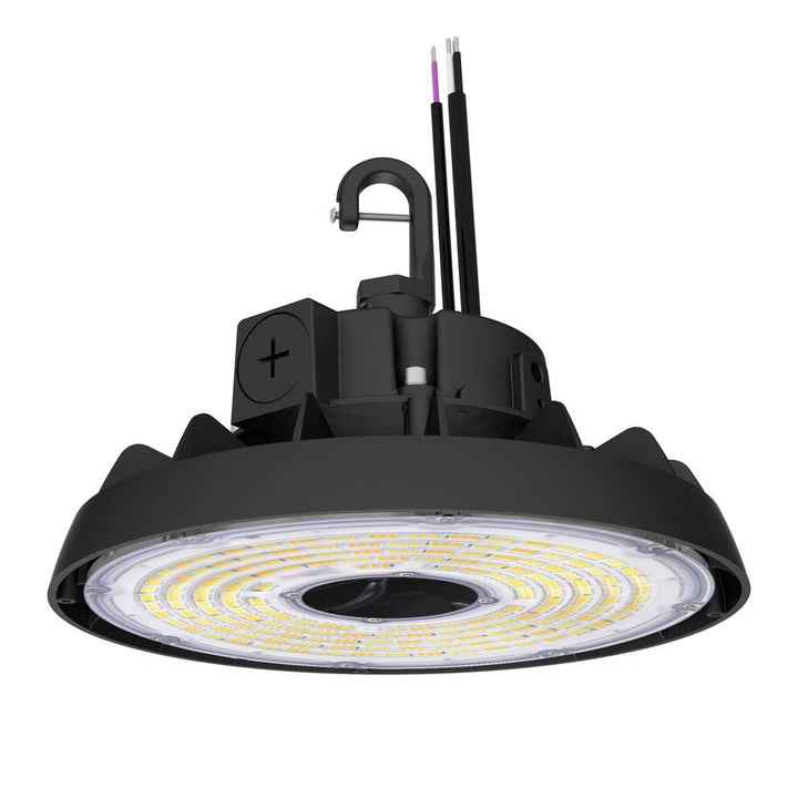 Lecoht 10 in. 100/120/150-Watt Selectable Commercial Lighting Black UFO High Bay Garage Light, 3000/4000/5000K