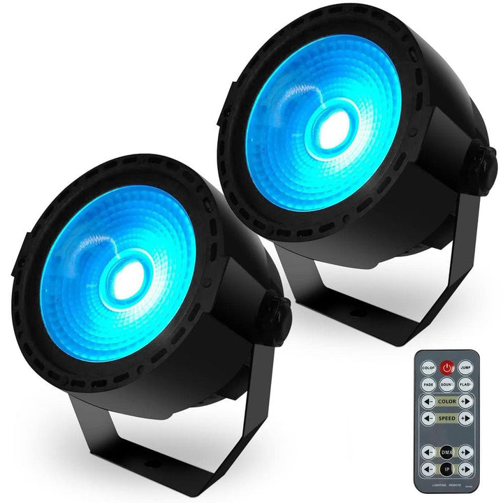 Lukyamzn RGB 3in1 Party Stage Lights LED 30W Wash Lights with Remote and DMX Control Lights Sound Activated uplighting - 2 Pack