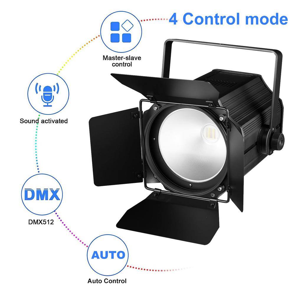 Lukyamzn 6 in 1 RGBWA LED COB Stage Lights with Barn Doors, Par Lights, DMX/Master-Slave DJ Lights Spotlight Warm & Cold White
