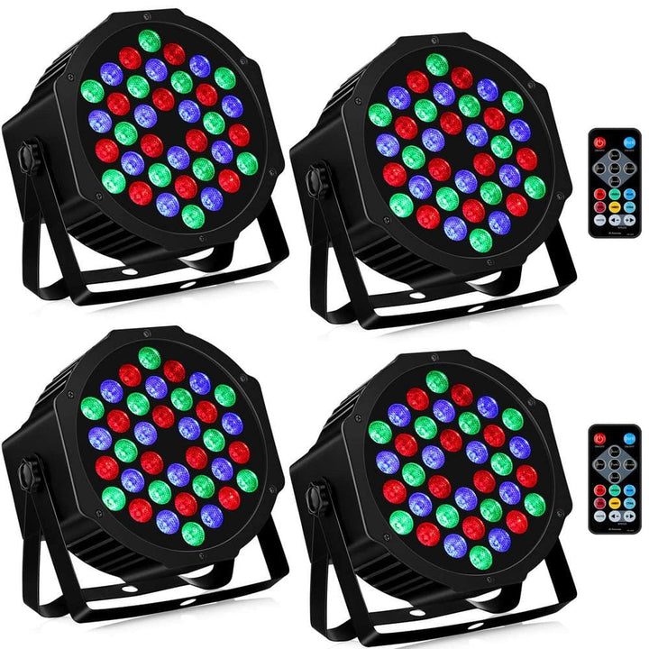 Lukyamzn 36LEDs RGB Stage Par Lights - Sound Activated Auto Play by Remote & DMX Control Uplights - 4 Pack
