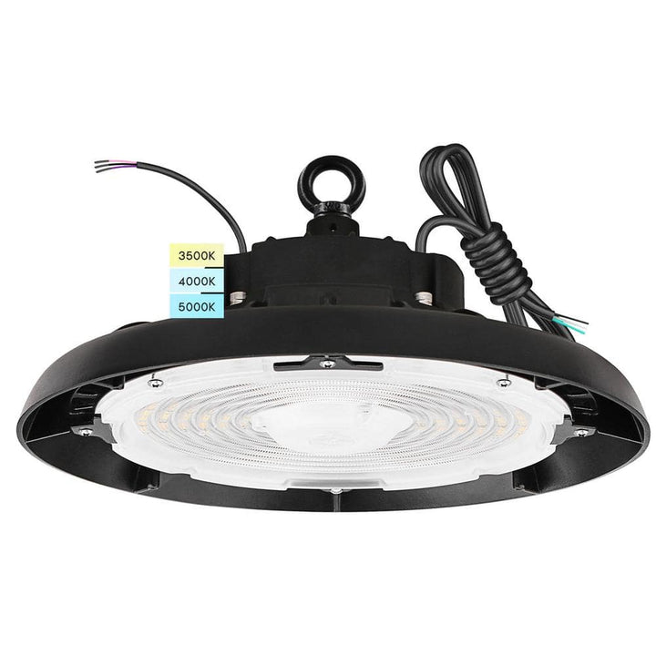 LUXRITE 1 ft. 100/120/150-Watt UFO High Bay LED Black Shop Lights, Up to 22500 Lumens, 3CCT, IP65,120-277V, UL Listed