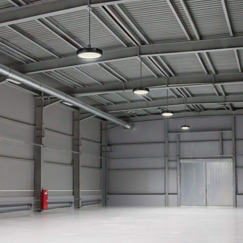 Maxxima 12 in. LED UFO High Bay Light Fixture, Black Cable Hardwired Warehouse Light, 5000K, 21,000 Lumens, 200-Watt