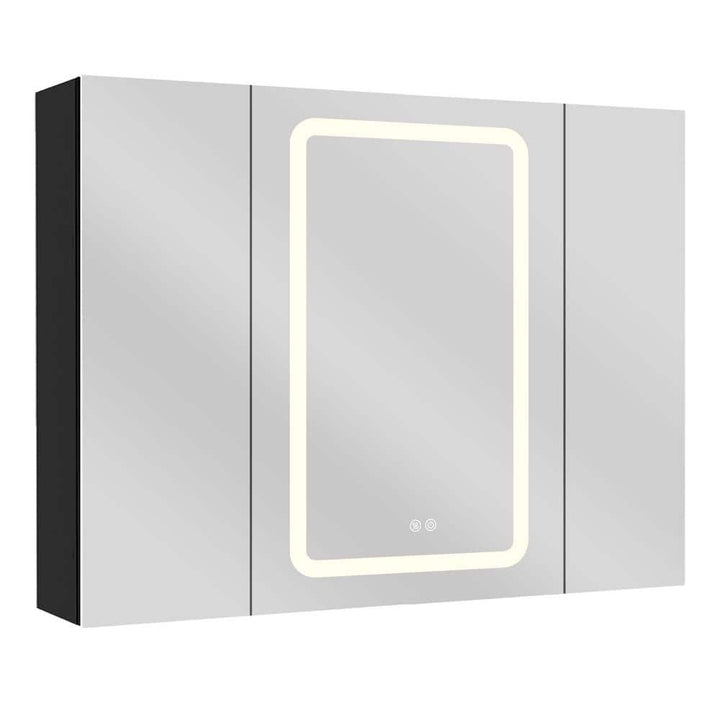 NTQ 40 in. W x 30 in. H Defogging Medium Rectangular Black Aluminum Surface Mount LED Bathroom Medicine Cabinet with Mirror