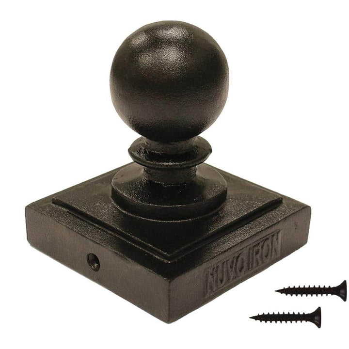 NUVO IRON 4 in. x 4 in. Black Aluminum Ornamental Ball Post Cap (12-Pack)