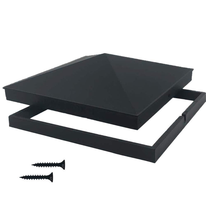 NUVO IRON 8 in. x 8 in. Black Aluminum Ornamental Pyramid Post Cap (12-Pack)