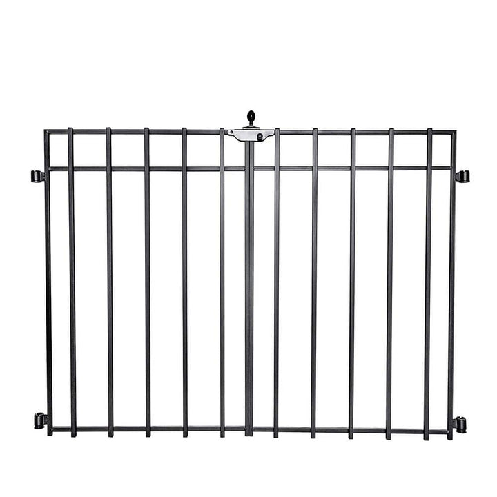 NUVO IRON Quick Fence Series 24in. W x 34 in. H Black Steel Coral Fence Double Gate Latch Included