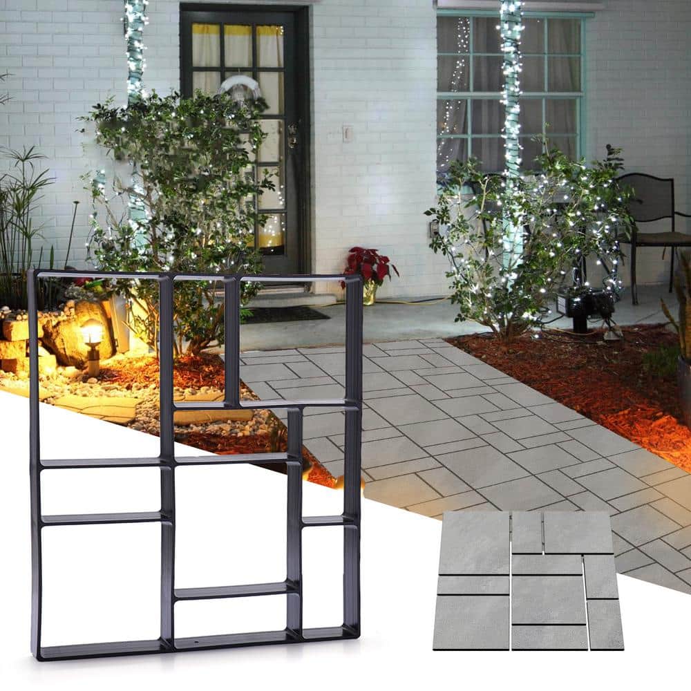 JAXPETY Cement Mold Concrete Stepping Stone DIY Paver Mold Kit Walk Maker for Patio and Garden (2-Pieces)