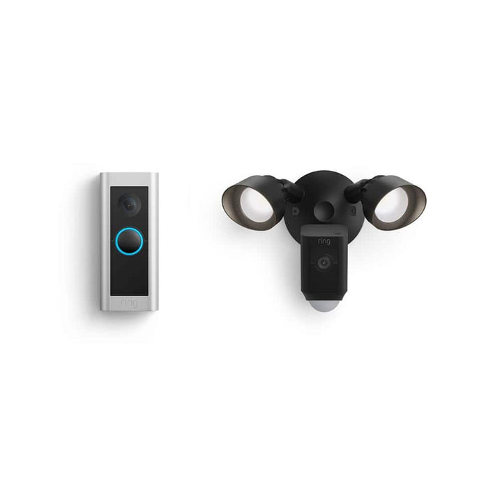 Ring Video Doorbell Pro 2 with Floodlight Cam Plus Wired, Black
