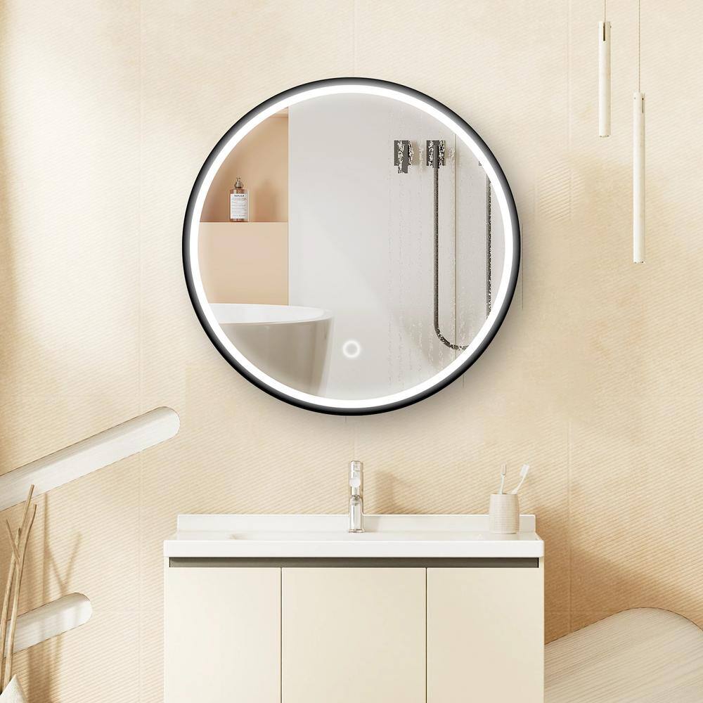 Staykiwi 24 in. W x 24 in. H 3 colors with light Round Iron Medicine Cabinet with Mirror