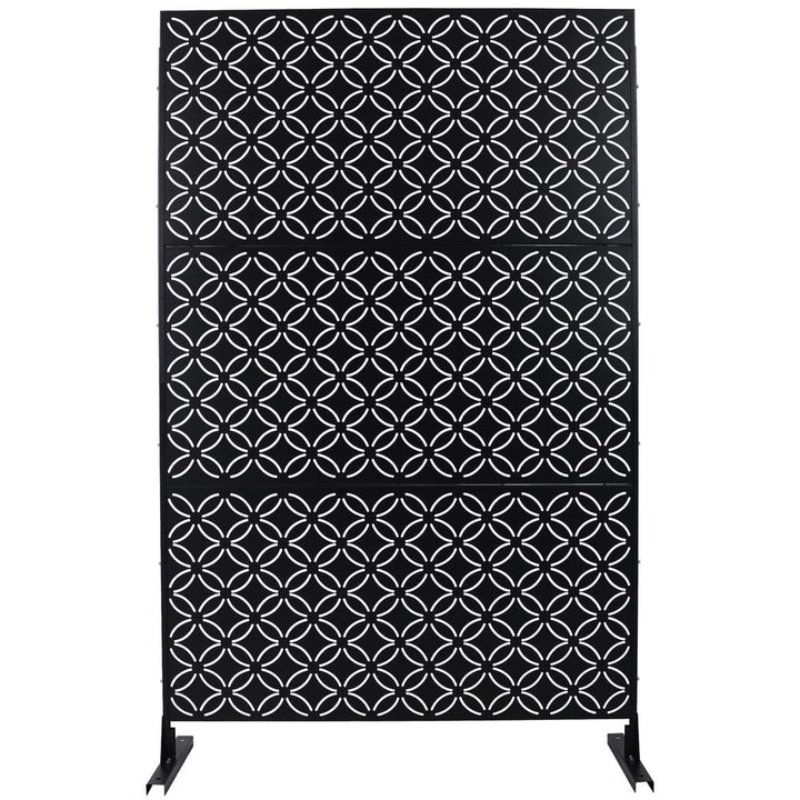 Sudzendf Outdoor and Indoor Freestanding Decorative Privacy Screen Metal Privacy Screen, Fence Panels in Black