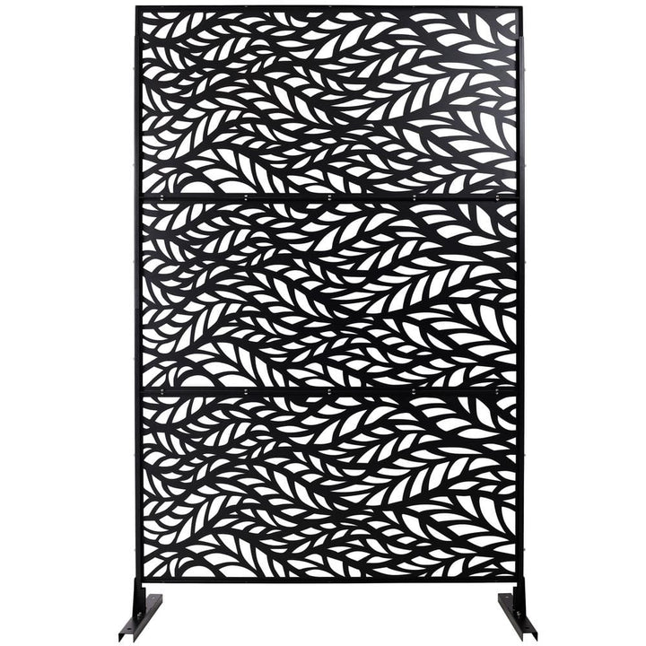Sudzendf Outdoor and Indoor Freestanding Decorative Privacy Screen Metal Privacy Screen, Fence Panels in Black