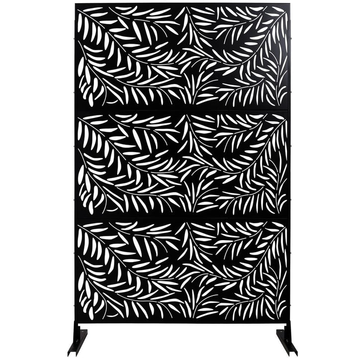 Sudzendf Outdoor and Indoor Freestanding Decorative Privacy Screen Metal Privacy Screen, Fence Panels in Black