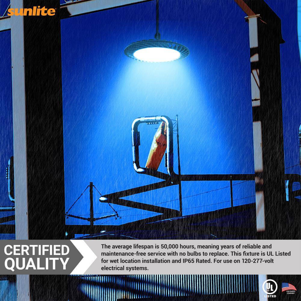 Sunlite 12.3 in. 750-Watt Equivalent Integrated LED Dimmable Black High Bay UFO Light 5000K 39000 Lumens, UL Listed, IP65