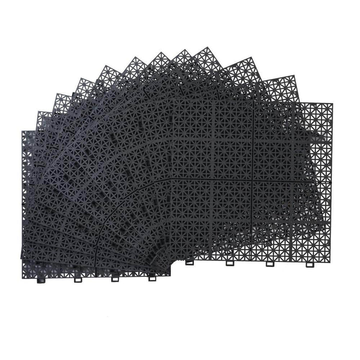 Tidoin Outdoor 1 ft. x 1 ft. Composite Deck Tile in Black(60 Per Box)