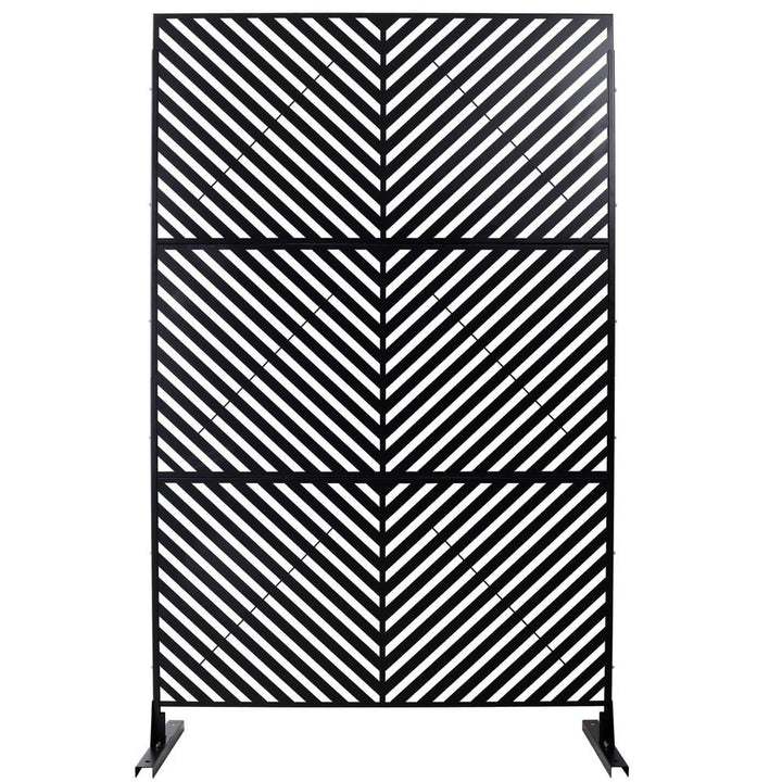 Tidoin 6.3 ft. x 4 ft. Black Steel Freestanding Flat Flat Top Decorative Privacy Screen Metal Fence Panel