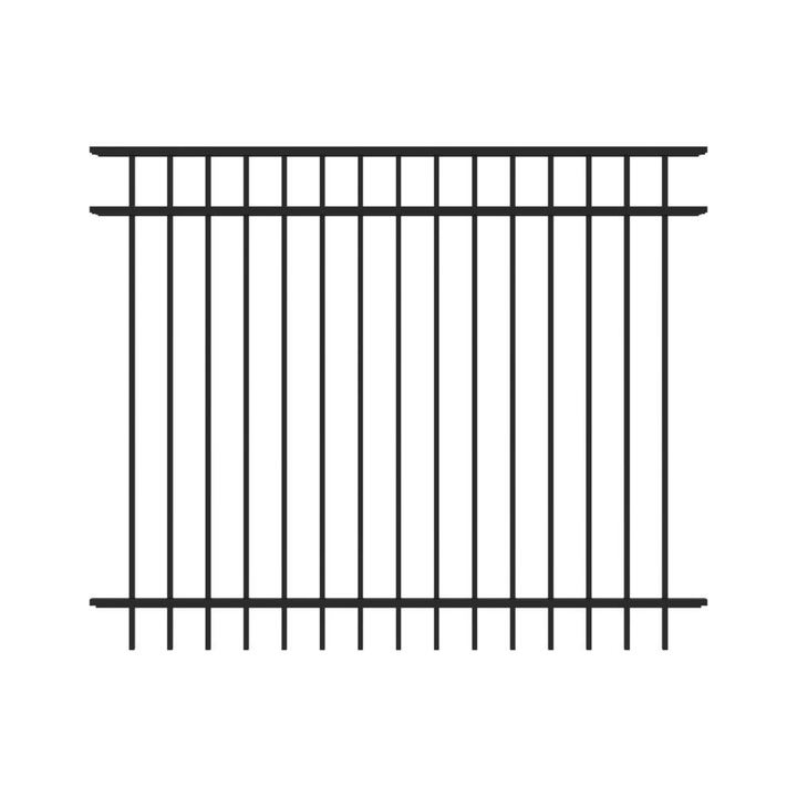 TuffBilt Mitchell 5 ft. H x 6 ft. W Black Aluminum Pre-Assembled Flat Top Spaced Picket Fence Panel