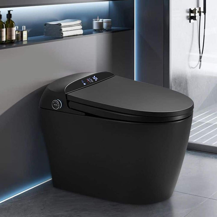 UPIKER 12-in-1 Elongated Bidet Toilet in Black with Heated Seat and Auto Flush