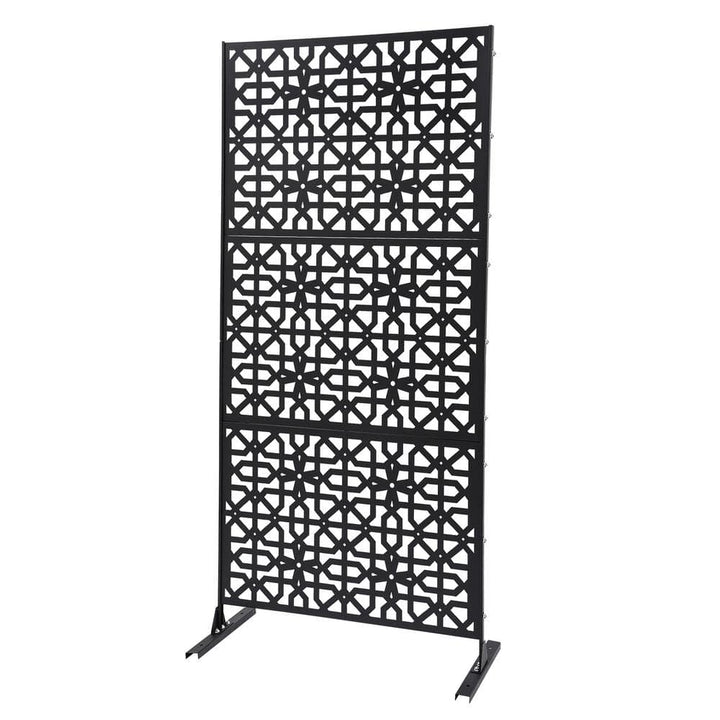 YIYIBYUS 6.2 ft. x 2.9 ft. Black Steel Privacy Screen Freestanding Outdoor/Indoor Adjustable Height Decorative Privacy Screen