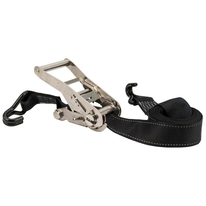 Keeper 2000 lbs. Stainless Steel Ratchet Tie-Down, 15 ft. x 2 in. with Double J-Hooks