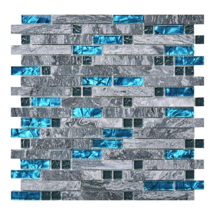 Blue 12 in. x 12 in. Glass Mosaic Tile for Kitchen Backsplash or Bathroom Backsplash (5 sq. ft./Box)