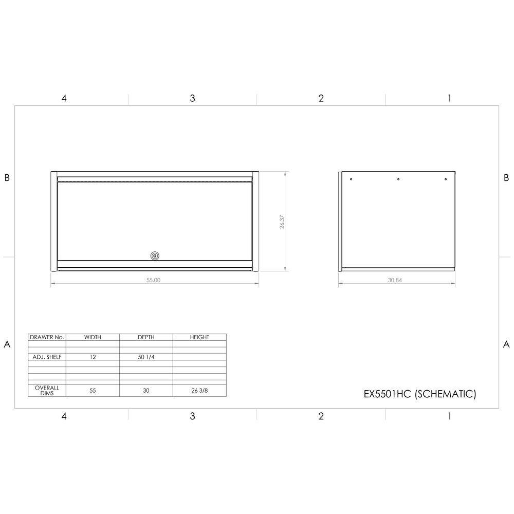 Extreme Tools RX Series 55 in. W x 25 in. D Blue Extreme Power Workstation Hutch with Gloss Black Handle and Trim