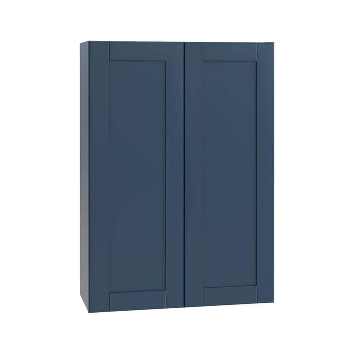Contractor Express Cabinets Arlington Vessel Blue Plywood Shaker Stock Assembled Wall Kitchen Cabinet Soft Close 27 in W x 12 in D x 30 in H