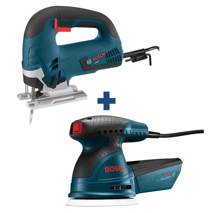 Bosch 6.5 Amp Corded Variable Speed Jig Saw Kit with Bonus 2.5 Amp Random Orbital Sander/Polisher Kit and Case