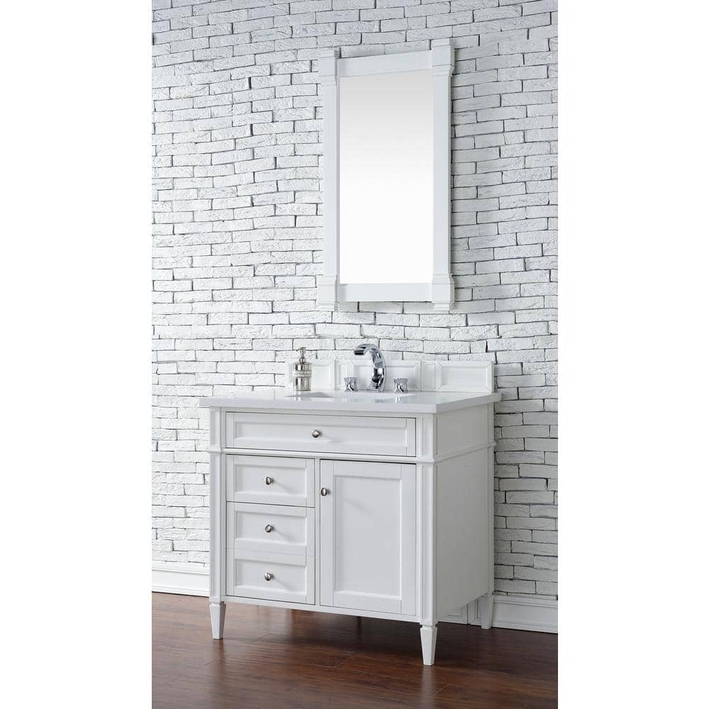 James Martin Vanities Brittany Bright White Rectangular Bathroom Vanity Mirror 21.7 x 39.2 in.