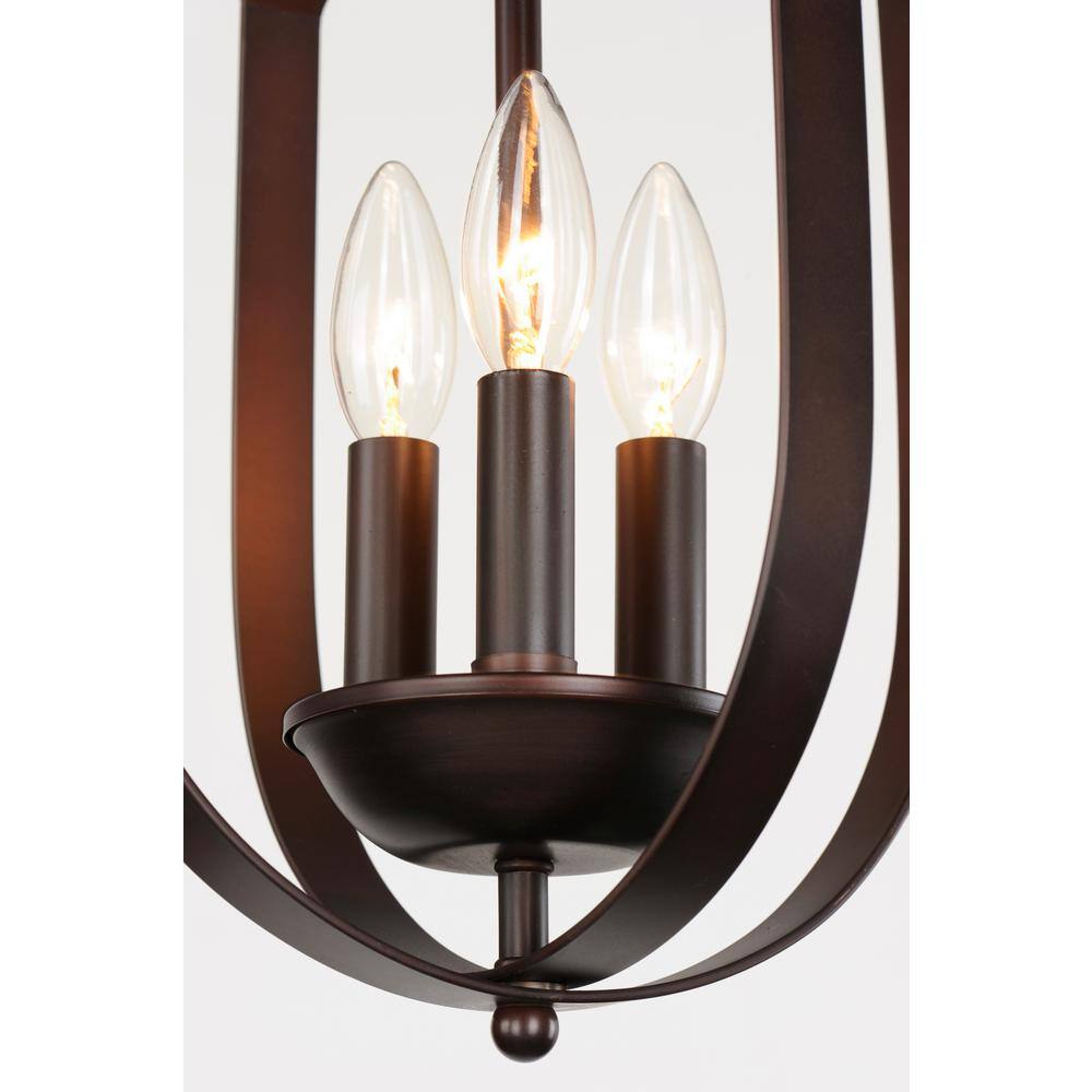 Maxim Lighting Provident 3-Light Bronze Chandelier, Steel Cage, 54.5 in Max Hang