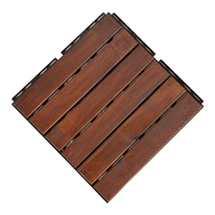 YOFE Brown Acacia Wood 3/4 in. T x 12 in. W Solid Hardwood Flooring Interlocking Deck Tiles - Striped Pattern(20 sqft/case)