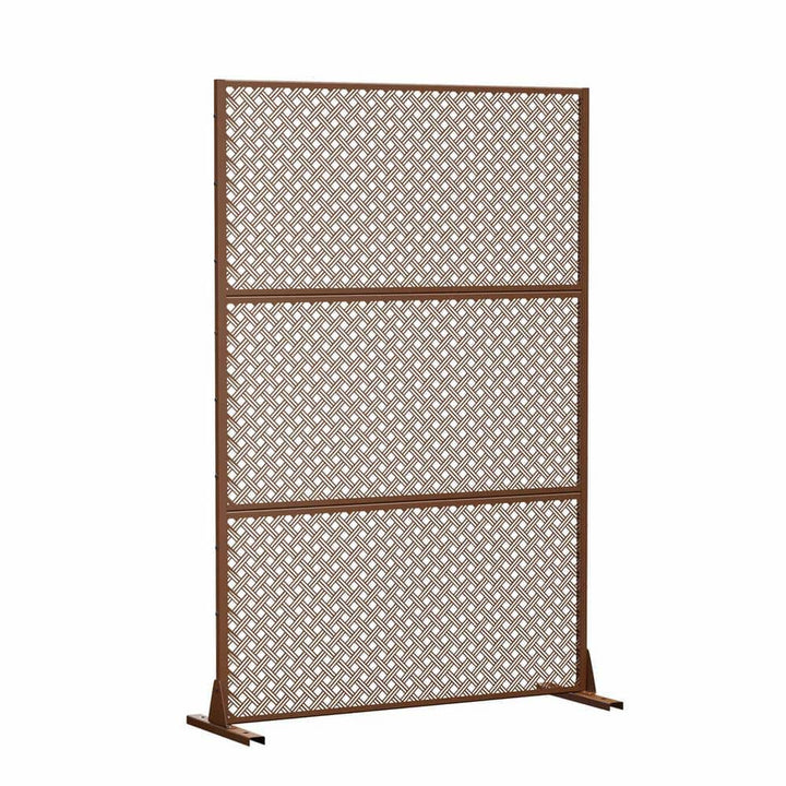 cadeninc Metal Privacy Screen, 3.92 ft. x 6 ft. Freestanding Fence Panels, Brown