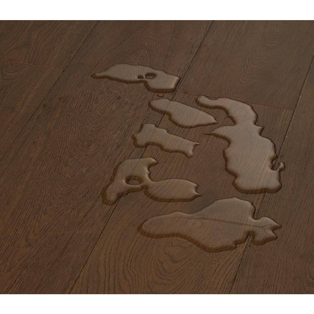 Sure+ Brown Hickory Hickory 1/4 in. T x 6.5 in. W Click Lock Wire Brushed Engineered Hardwood Flooring (21.7 sq.ft./case)