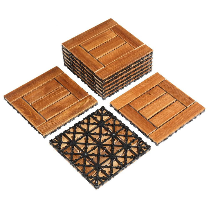 Karl home 1 ft. x 1 ft. Wood Composite Deck Tile in Brown (9 per Case)