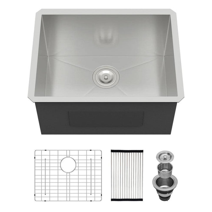 Logmey 23 in. x 18 in. x 12 in. Undermount Single Bowl Stainless Steel Utility Sink with Strainer
