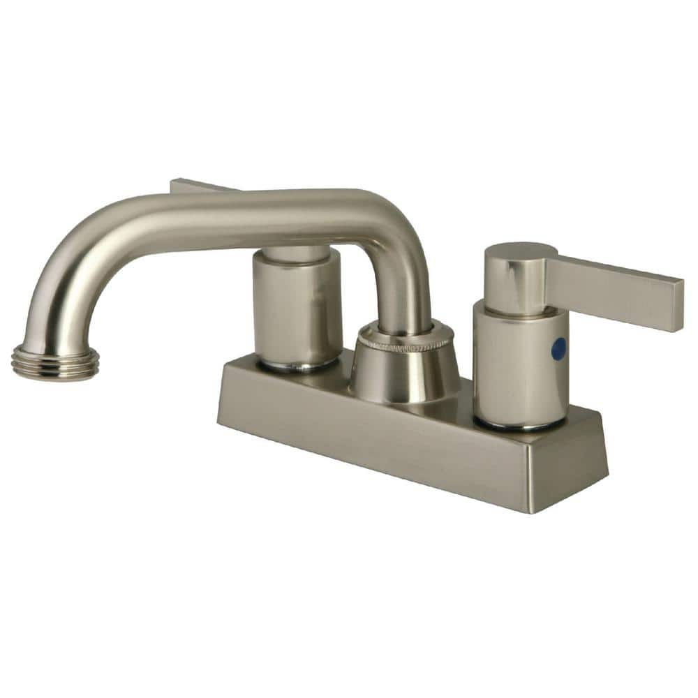 Kingston Brass NuvoFusion Double Handle Laundry Faucet, Brushed Nickel