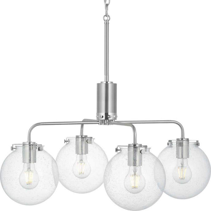 Progress Lighting Berea 4-Light Brushed Nickel Chandelier with Clear Seeded Glass Shades